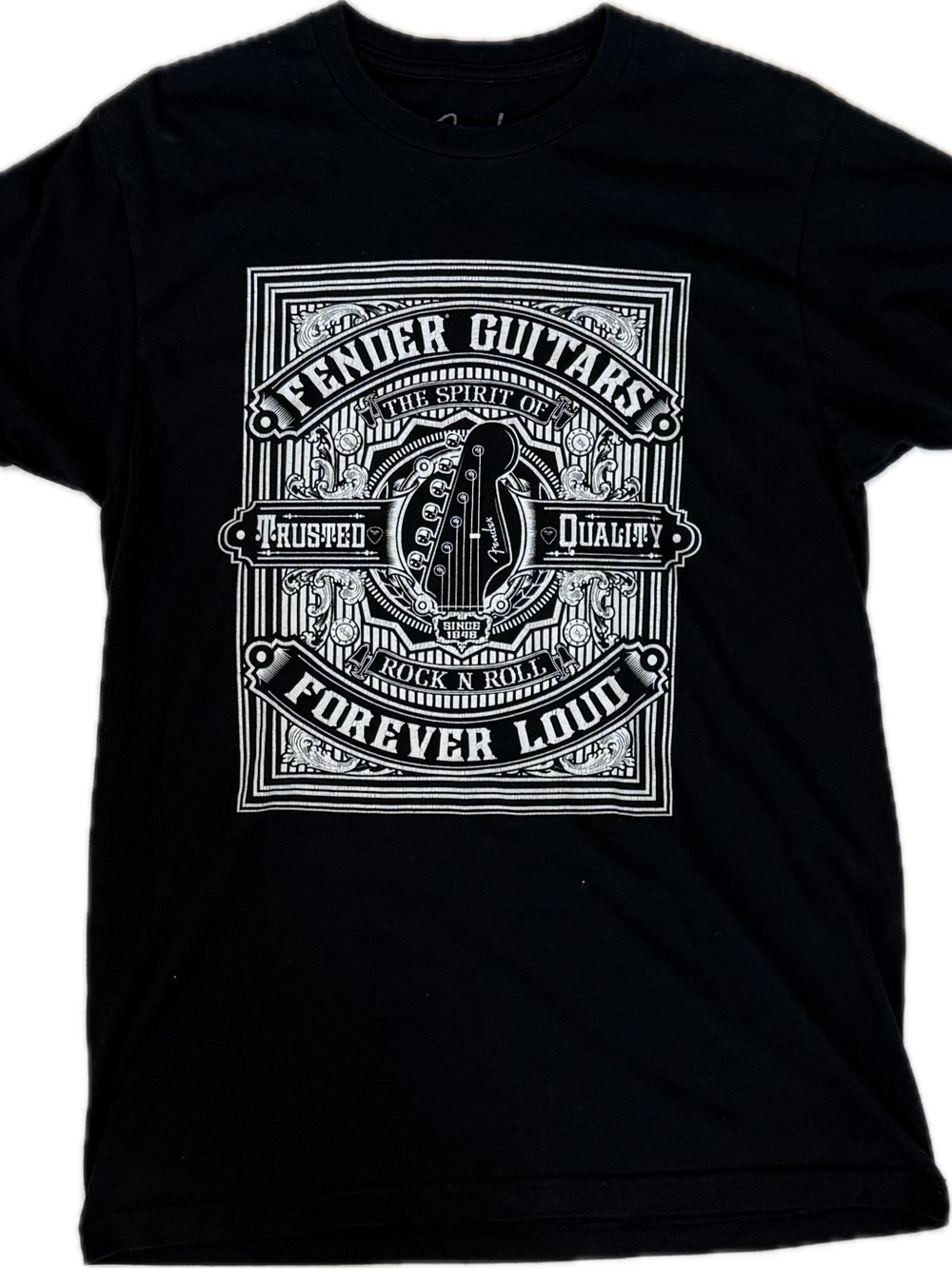 Fender Black T-Shirt with White Graphic Crest